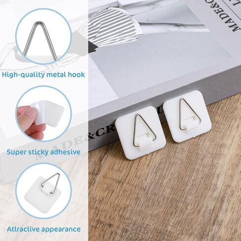 20pcs Stick on Picture Hangers,Adhesive Picture Hanging Hooks with Adhesive Backing, No Nails Required, Quick Stick Pictures Hangers, for Pictures Frames, Foam Board, and Wall Art,Square in Saudi Arabia