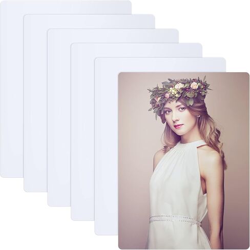 6 قطع من هوتوب فراغات صور بالتسامي مقاس 8 × 10 بوصة من الألومنيوم DIY مجموعة ملصقات جدارية معدنية لطباعة التسامي الحراري، أبيض (أبيض) in Kuwait