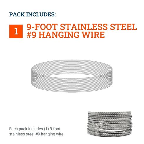 PHS Stainless Steel Wire - Heavy Duty Hanging Wire for Picture Frames, Mirrors, and Wall Decor - Supports up to 100 lbs - 9-Feet - (Pack of 1) in Saudi Arabia