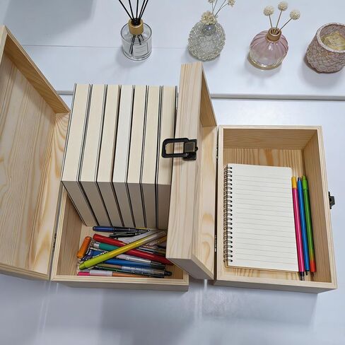 Large Unfinished Wooden Storage Box with Lid & Latch, 2-Pack Pine Wood Craft Boxes with Bonus Small Box for DIY Crafts & Gifts in Saudi Arabia