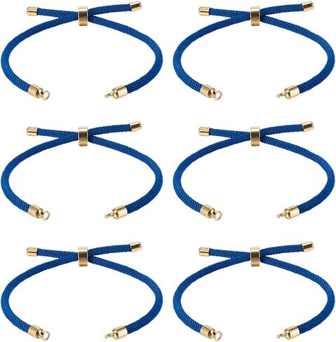 FASHEWELRY 10 Pcs Nylon Twisted Cord Bracelet Making Adjustable Slider Bracelets Nylon Cord Chain Link Bracelet with Golden Brass Findings for DIY Jewelry Making Supplies (Black) in Saudi Arabia