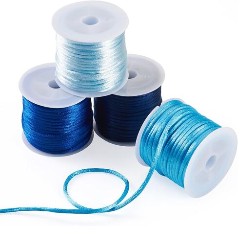 4 Rolls Nylon Rattail Satin Cord 2mm Braided Nylon Beading String Silk Satin Cord for Friendship Bracelet Chinese Knot Lanyard Jewelry Making (Golden) in Saudi Arabia