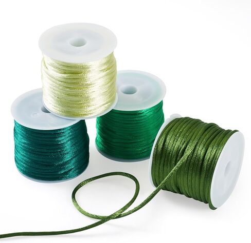4 Rolls Nylon Rattail Satin Cord 2mm Braided Nylon Beading String Silk Satin Cord for Friendship Bracelet Chinese Knot Lanyard Jewelry Making (Golden) in Saudi Arabia