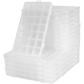 20PCS 28 Grids Clear Plastic Organizer Box with Fixed Dividers for Beads, Fishing Tackles & Small Parts Storage (7.9x6.2x1.2in) in Kuwait