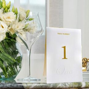 Black Table Numbers 1–20, Double-Sided Self-Standing 4x6 Cards with Head Table & Event Planning Guide, Embossed Elegant Wedding Table Number Cards for Receptions & Parties in Saudi Arabia