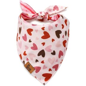 Valentine's Day Dog Bandana, Reversible Heart Stripes Design, Soft Breathable Adjustable Scarf for Small Medium Large Dogs, Boy Girl Cute Holiday Outfit Accessory Gift in Kuwait