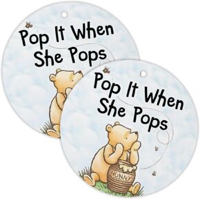 Honey Bear Pop It When She Pops Pooh 30pk 2.5" Hang Tags Champagne Tags for Baby Shower Labels Tie Ribbon On with Holes Butterly in Saudi Arabia