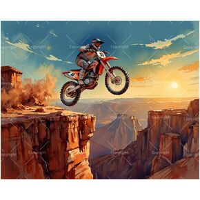 Extreme Motocross Paint by Numbers Kit for Adults - DIY Dirt Bike Jumping Over Canyon Painting on Canvas 16x20In, Acrylic Paint Set, Suitable for Beginners, Art for Home Decoration or Gifts in Saudi Arabia