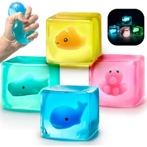 ألعاب فيدجيت، 4 قطع من مكعبات الضغط الإسفنجية لتخفيف التوتر والقلق، والحيتان، وأسماك القرش، وسمكة المهرج، والأخطبوط المتوهج في الظلام، لعبة حسية مكعب فيدجيت للبالغين والأطفال، كرات ضغط الثلج عالية الكثافة. in Kuwait