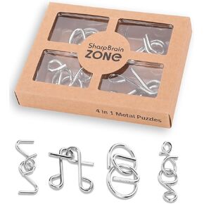 4-in-1 Puzzle Bright Curve Set by Sharp Brain Zone – Heavy Duty Metal Brain Teasers, Unique IQ Puzzle Games for Problem Solving, Stress Relief, Focus Training and Entertainment in Saudi Arabia