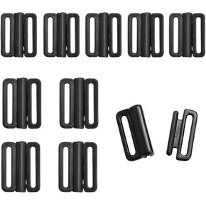 QUUPY 10Pcs Black Plastic Bra Strap Front Closure Hook Clasp Sew on Clothes Fasteners for Lingerie Swimsuit DIY Craft Supplies(1.2+1.5CM) in Saudi Arabia