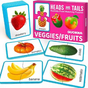 QUOKKA Jigsaw Toddler Puzzles Ages 2-4 – 100% Self-Correcting 16 Realistic Matching Fruits Veggies – Educational Toddler Puzzles Ages 1-3 with 32 Pieces – Memory Matching Games in Saudi Arabia