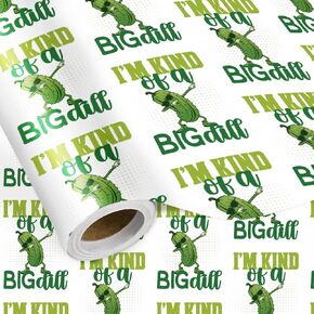 LeZakaa Funny Pickle Wrapping Paper Roll, Cartoon Pickle Food Pattern Gift Wrap for Birthday, Teens, Food Lovers, Party & Gag Gifts, Mini Roll 17 in x 16.4 Feet in Kuwait