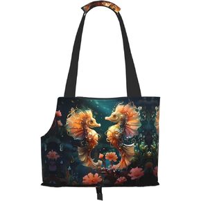 Beautiful Seahorse Couple Printed Portable pet Shoulder Bag, Suitable for Small Dogs and Cats, Shopping and Travel Dual-Purpose Bag in Saudi Arabia