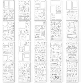 20Pcs Bullet Journal Stencils, Reusable Planner Stencils, Multi-Purpose Planning Template, Planner Accessories, Suitable for DIY Handbooks,Scrapbooking Drawing, Handmade Cards in Saudi Arabia