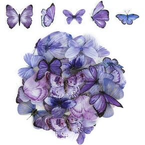 40 PCS Purple Butterfly Stickers, PET Vintage Butterfly Decorative Decals for Scrapbook Junk Journal Water Bottle Diary Gift Wrapping in Kuwait
