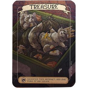 Raccoon Treasure Metal MTG Token Card – Hand-Drawn Magic Card Proxy Design on Brushed Aluminum – Cute Animal Collectible Gift for Raccoon & MTG Fans in Saudi Arabia