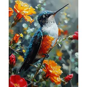 VNUIEHG Paint by Numbers, Colorful Hummingbird in Bloom, Adult Crafts Adult Paint by Number Kits, Arts Crafts for Home Decor(No Frame, 16x20 inch), Lively in Kuwait