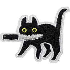 Assassin Black Cat with Knife Funny Cute Patch, Hook and Loop Tactical Funny Patch Embroidered Military Morale Patches for Clothing, Bag, DIY Applique Accessories, Molle Vest, Hat, Backpack, Jackets in Saudi Arabia