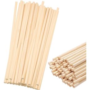 70 قطعة من قضبان الأوتاد الخشبية مقاس 1/5 × 12 بوصة، أعواد خشبية، أعواد الخيزران الطبيعية غير المكتملة للحرف اليدوية، قضبان الأوتاد للمشروعات اليدوية، دعم الكعك المتدرج in Kuwait