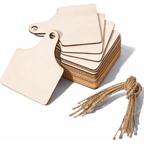 20 Pcs Hanging Wooden Tags Blank Wood Labels Wood Cow Tags with Holes Unfinished Ornaments for Hanging Craft Projects Birthday Party Holiday Wedding Decor 3.9 X 3.1 Inch in Saudi Arabia