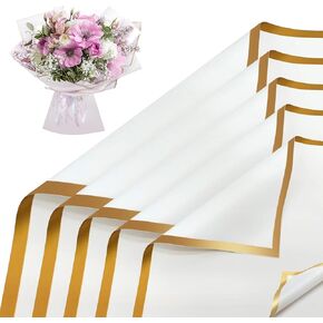 Tuojecuk Flower Bouquet Wrapping Paper, 20 Sheet Waterproof Floral Bouquet Wrapping Paper, Florist Supplies Packaging Paper for Wedding Birthday Gift (White) in Saudi Arabia