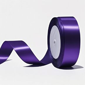 شريط من الساتان مقاس 1 بوصة بطول 25 ياردة باللون الأرجواني - لتغليف الهدايا والأقواس المصنوعة مسبقًا والأغراض الزخرفية؛ شريط من الساتان للهدايا، وديكور الزفاف، وهدايا العطلات، والمشروعات التي تصنعها بنفسك in Kuwait