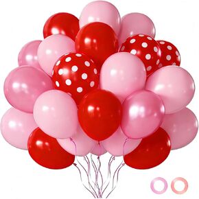 Pink Red Balloons,50Pcs 12 Inch pink and Red balloon Valentine Day Party Balloons for Romantic Valentine's Day Wedding Engagement Birthday Anniversary Party Decorations Supplies in Kuwait