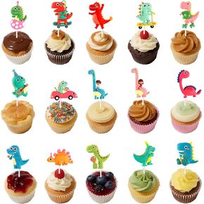 Dinosaur Cake & Cupcake Toppers Decorations Set – 20 Pcs Soft Rubber Reusable Dino Figures with Happy Birthday Cake Topper & Trees, Dinosaur Birthday Cake Decorations for Kids Party Supplies in Saudi Arabia