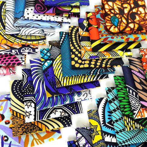 40pcs 10 x 10 Inch African Fabric Squares No Repeat Quilting Fabrics Bundles Kente Cloth Ankara Wax Print Fabric Bundles for DIY Sewing Patchwork Accessories in Saudi Arabia