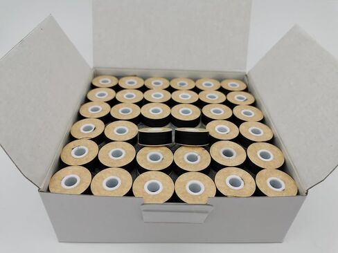 Prewound Bobbin, Card Board, Size L (SA155, Size 9.4), White Color, 144pcs per Box, 75D/2 Polyester, Doublelin,Compatible with Babylock, Barudan, Bernina, Brother, Consew, Singer, Tajima and More in Kuwait