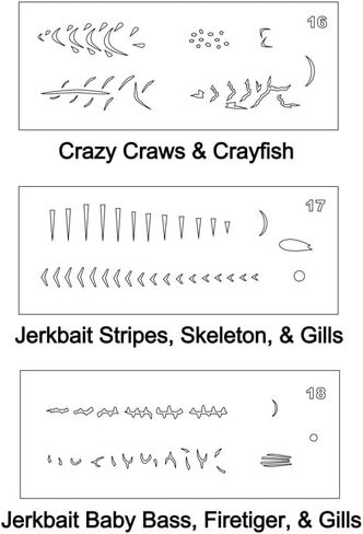 مجموعة Lure Stencil، AM #3، 6 قوالب Lure Stencil، جديدة لعام 2026، من شركة Serious Lures, LLC in Kuwait