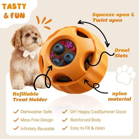 Frozen Dog Treats Toy to Keep Them Busy, Cognitive Dog Enrichment Toys,Interactive Toys Long Lasting, Easy to Clean (Orange) in Saudi Arabia