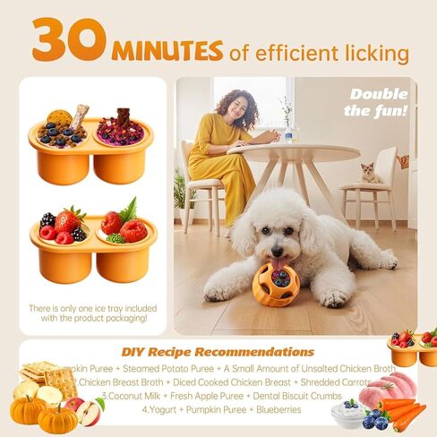 Frozen Dog Treats Toy to Keep Them Busy, Cognitive Dog Enrichment Toys,Interactive Toys Long Lasting, Easy to Clean (Orange) in Saudi Arabia