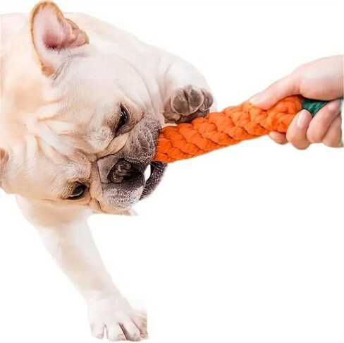 Carrot-Shaped Dog Toy Linen Durable Tear Resistant Tassel Interactive Tug of War Chew Toy for Medium Dogs Home Park Training, 1PC in Saudi Arabia
