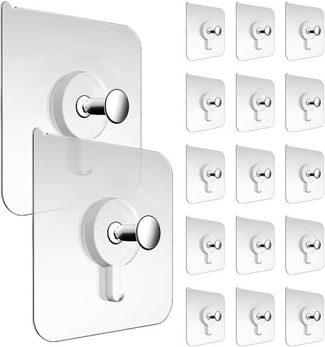 HEALLILY Picture Hangers Without Nails, 30Pcs Self Adhesive Wall Hooks, No Drill Hooks for Hanging, Waterproof Heavy Duty Frame Hangers Without Nails for Kitchen Bathroom Home Office(Transparent) in Saudi Arabia