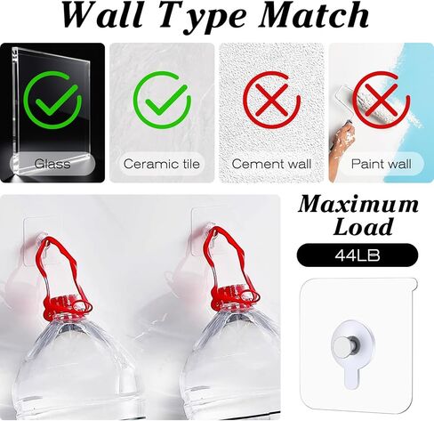 HEALLILY Picture Hangers Without Nails, 30Pcs Self Adhesive Wall Hooks, No Drill Hooks for Hanging, Waterproof Heavy Duty Frame Hangers Without Nails for Kitchen Bathroom Home Office(Transparent) in Saudi Arabia