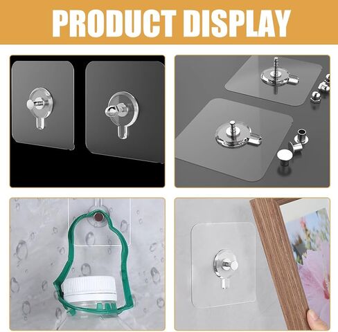 HEALLILY Picture Hangers Without Nails, 30Pcs Self Adhesive Wall Hooks, No Drill Hooks for Hanging, Waterproof Heavy Duty Frame Hangers Without Nails for Kitchen Bathroom Home Office(Transparent) in Saudi Arabia