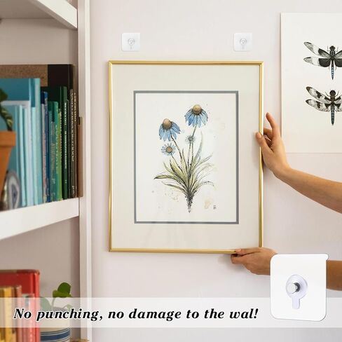 HEALLILY Picture Hangers Without Nails, 30Pcs Self Adhesive Wall Hooks, No Drill Hooks for Hanging, Waterproof Heavy Duty Frame Hangers Without Nails for Kitchen Bathroom Home Office(Transparent) in Saudi Arabia