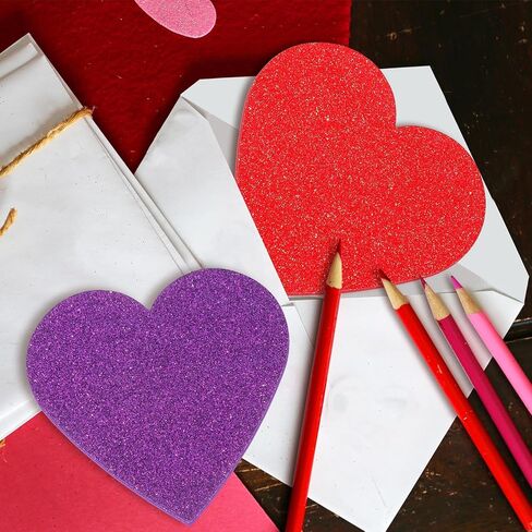 Tatuo 120 Pcs 6 Inch Foam Heart Stickers Bulk Self Adhesive EVA Foam Hearts Matte and Glitter Stickers for DIY Crafts, Valentine s Day Wedding Party Scrapbook Decoration(Glitter,Elegant Color) in Saudi Arabia