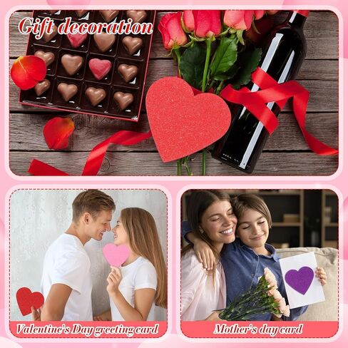Tatuo 120 Pcs 6 Inch Foam Heart Stickers Bulk Self Adhesive EVA Foam Hearts Matte and Glitter Stickers for DIY Crafts, Valentine s Day Wedding Party Scrapbook Decoration(Glitter,Elegant Color) in Saudi Arabia