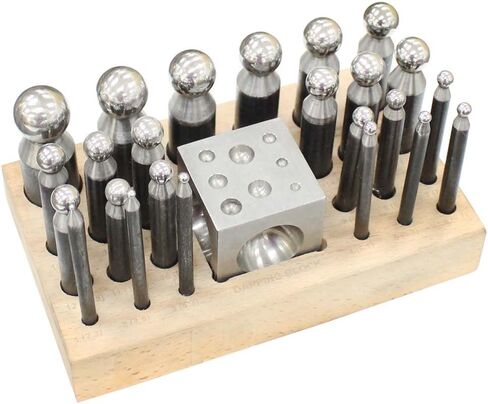 SE 14-Piece High Carbon Steel Dapping Block and Punch Set with Wooden Stand - JT3414DP in Saudi Arabia