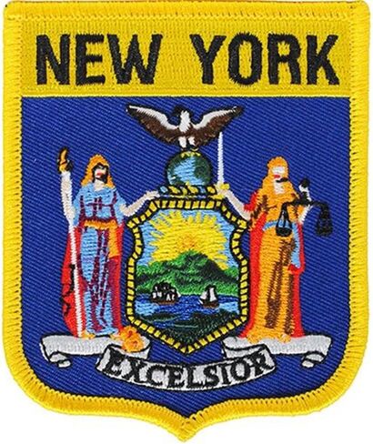 New York State Flag Rectangle Embroidered Patch, with Iron-On Adhesive in Kuwait