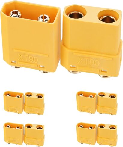 5 Pairs Amass XT90S Female Anti-Spark Connectors, Gold Plated for RC Battery/Planes/Cars, High Current Plug Adapter (Yellow) in Saudi Arabia