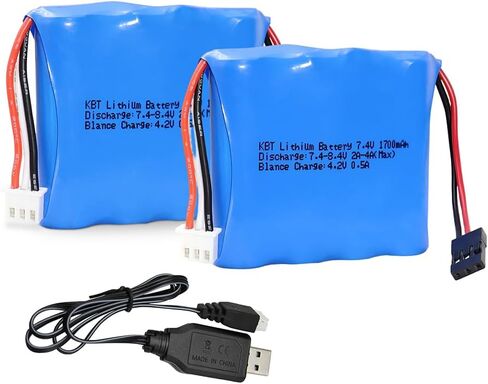 KBT Receiver RX Battery with Hitec Connectors 7.4V 1700mAh Lithium ion Rechargeable Battery Pack for RC Airplanes/RC Aircrafts in Kuwait