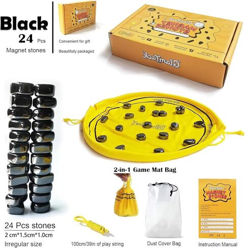 Magnetic Chess Game with 24PC Stones, Magnet Games with String, 2-in-1 Game Mat Bag, Family Games for Kids and Adults in Saudi Arabia