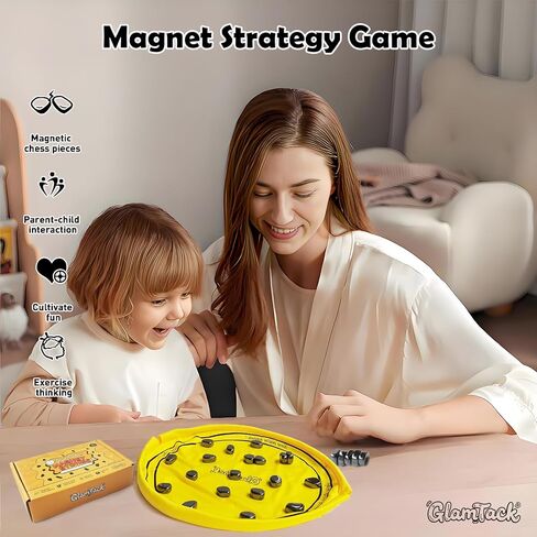 Magnetic Chess Game with 24PC Stones, Magnet Games with String, 2-in-1 Game Mat Bag, Family Games for Kids and Adults in Saudi Arabia