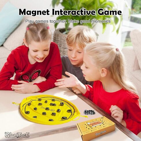 Magnetic Chess Game with 24PC Stones, Magnet Games with String, 2-in-1 Game Mat Bag, Family Games for Kids and Adults in Saudi Arabia