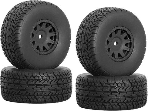 4 pcs 65mm Tires Wheels for ARRMA 1/14 Mojave Grom 1/18 Typhon GROM RC car Upgrade Part,12mm Hex Wheels and Tires(Black in Saudi Arabia