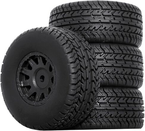 4 pcs 65mm Tires Wheels for ARRMA 1/14 Mojave Grom 1/18 Typhon GROM RC car Upgrade Part,12mm Hex Wheels and Tires(Black in Saudi Arabia